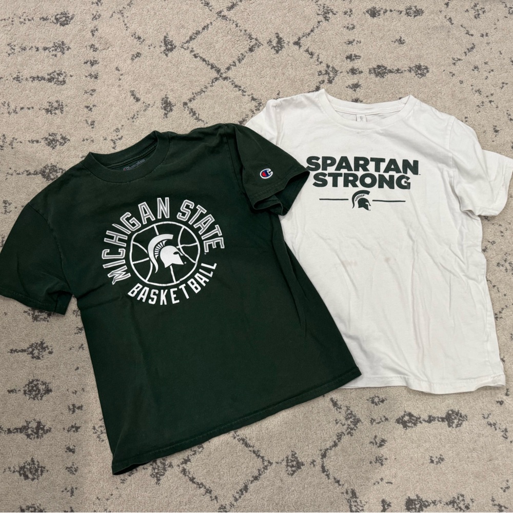 Youth Kids Michigan State Basketball Spartan Strong T Shirt Top